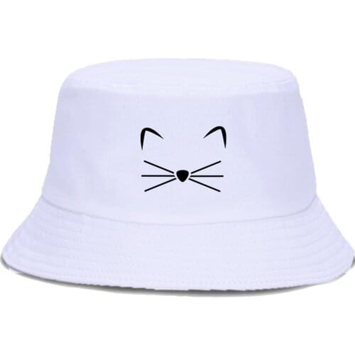 Cartoon Cute Cat Print Bucket Hat Foldable Unisex Fishing Cap Outdoor Summer New Fishermans Caps Women Sun Shade Panama Hats