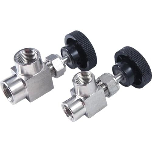 Free Shipping 1/8" 1/4" 3/8" 1/2" BSP Female Thread Adjustable Needle Valve 90 Degree Stainless Steel 304 ON/OFF
