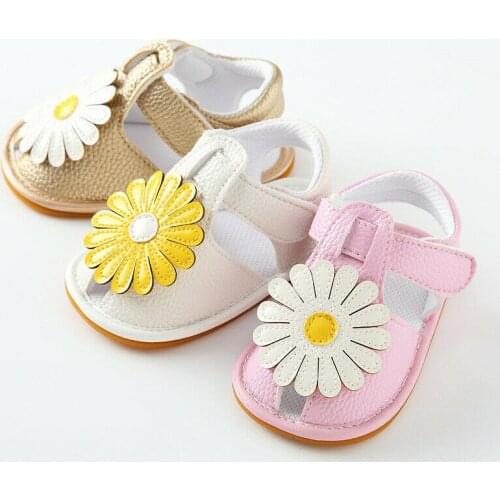 2019 New Sweet 0-18M Baby Infant Kid Girl Soft Sole Flower Sandals Crib Shoes Toddler Summer Princess Sunflower PU Sandal Shoes