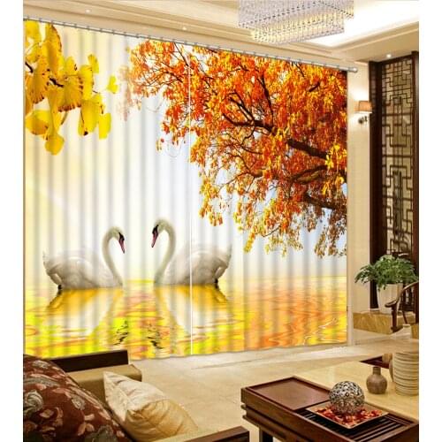Blackout curtains custom Swan branches 3D curtains home window photo window curtain 3d high shading blackout photo 3d curtains
