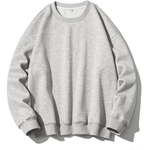 Autumn New Hoodie Sweatshirt Loose Crew Neck Solid High Street Hip Hop Long Sleeve Mens Trend Hoodies Tracksuit Coat Men