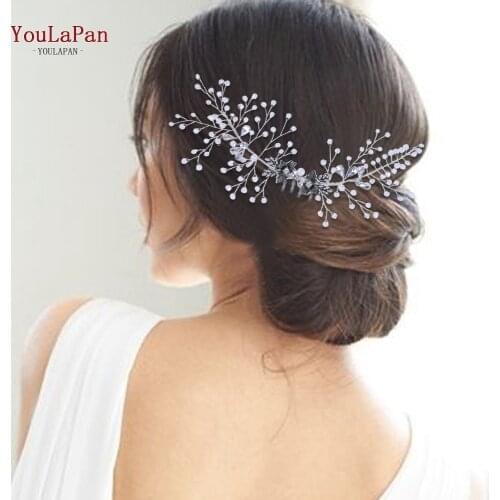 TOPQUEEN HP02 Wedding Comb Hair Pieces for Women Handmade Wedding Comb Crystal Wedding Tiara Hair Combs Bridal Headpieces