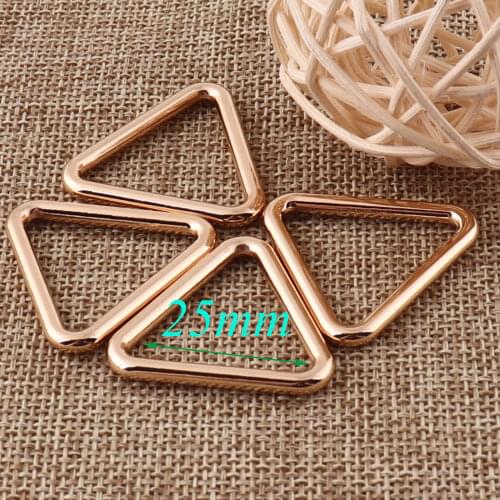 10 pcs Triangle Rings Slide Buckles Pale Gold 25mm Fasteners Belt Buckle Center Bar Hardware Supplies Purse Buckles