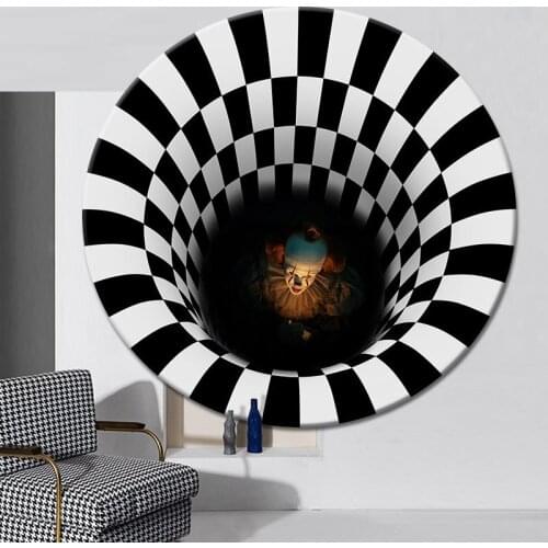 Visual 3D Printing Crystal Velvet Scary Clown Hallucination Mats Home Living Room Coffee Table Mat Bedroom Bedside Blanket