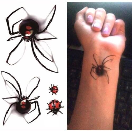 Waterproof Temporary tattoo sticker 3D spider tatto ladybug halloween mens stickers flash tatoo fake tattoos for women