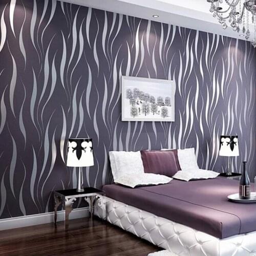 Wave Line Stripe 3D Embossed Non-woven Flocking Wallpaper Roll For Walls 3D Modern Fashion Living Room TV Background Wall Paper
