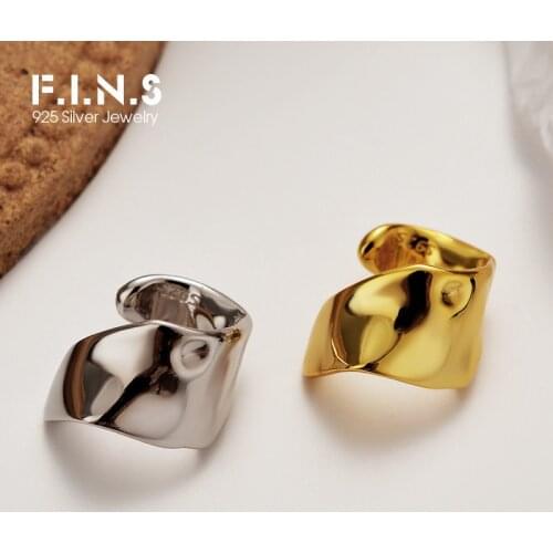 F.I.N.S 1Piece Korean Minimalist Fine Jewelry S925 Sterling Silver Ear Clip Irregular Uneven Single Ear Cuff Female No Pierced