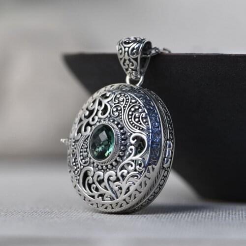 925 Sterling Silver Viking Fenrir Pendant hollow open locket A5226