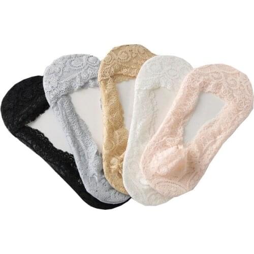 2019 lace boat socks female shallow mouth ice silk invisible socks full circle silicone non-slip boat socks thin ladies socks