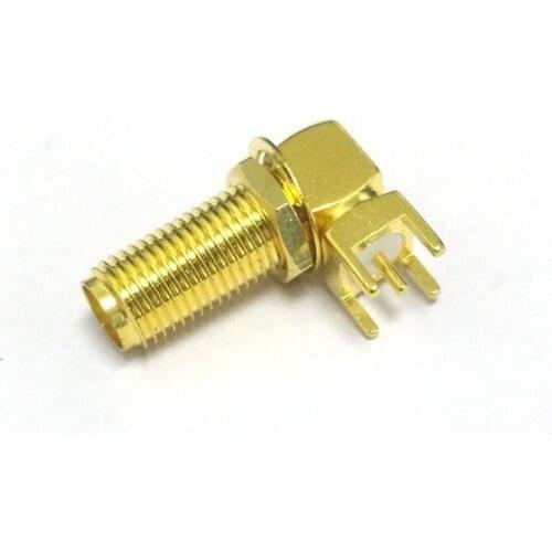 1pc SMA Female Jack nut RF Coax Modem Convertor Connector PCB Cable Right Angle Goldplated NEW wholesale