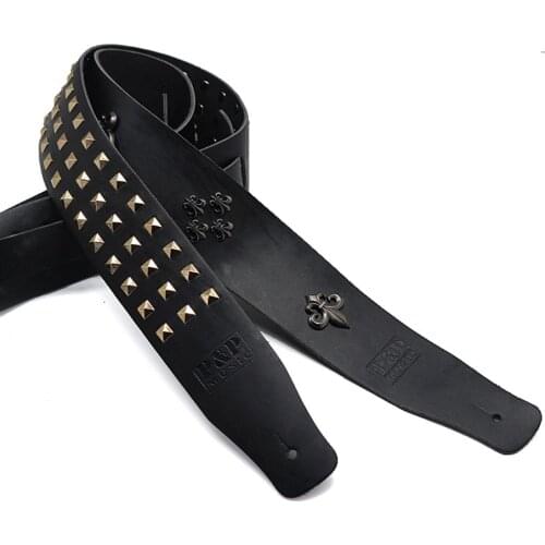 1pc Guitar Strap Metal Spike Studded Adjustable Heavy Duty Genuine Leather Guitar Strap Guitars Bass Accessories Parts