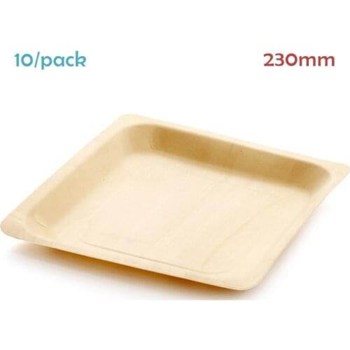 Promotion - Party Wedding Supplies Disposable Tableware Sushi/Salad/Dessert 230mm Square Wood Plate, 10/Pack