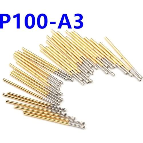 New Product P100-A3 For Testing Circuit Board Length 33.35mm Bullet Metal Spring Test Probe Nickel-Plated Spring Probe Tool