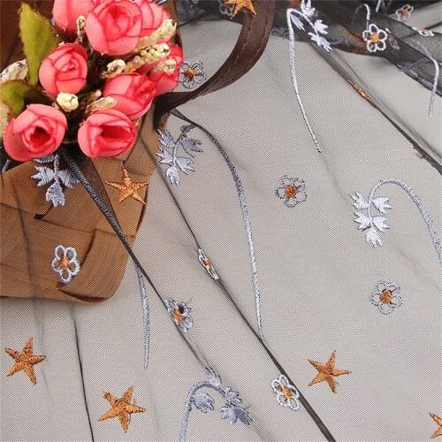 2Yards Tulle Mesh Lace Fabric Embroidered Flower DIY Lady Dress Background Cloth Fabric For Needlework