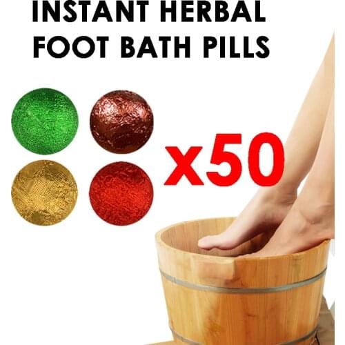 50pcs Foot Bath Pill Spa Powder Wormwood Ginger saffron Herbal Detox Relaxation Sleep Aid Anti Insomnia Health Care Feet Ball