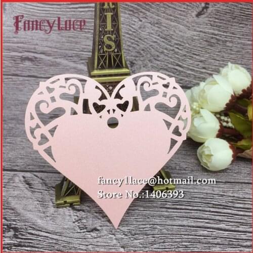 60PCS 2017 Laser Cut Pearl Paper Card Hang Tag Gift Card Birthday Party Decoration Love Heart diy Book Mark for Wedding Favors