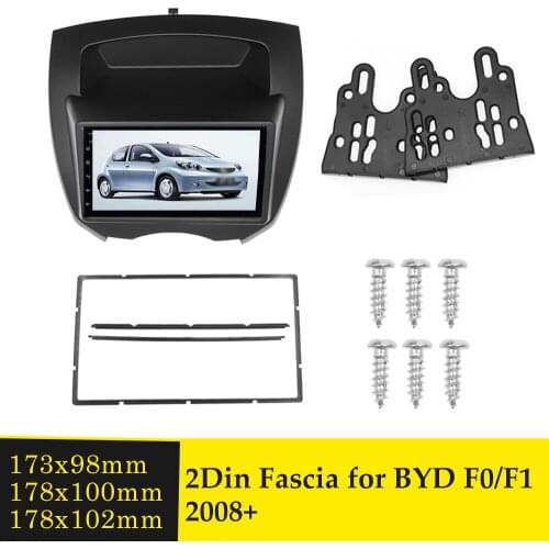 Double Din Car Radio Fascia For BYD F0 F1 2008+ Stereo Audio DVD Player Fascias Surround Trim Install Face Frame Bezel Panel Kit