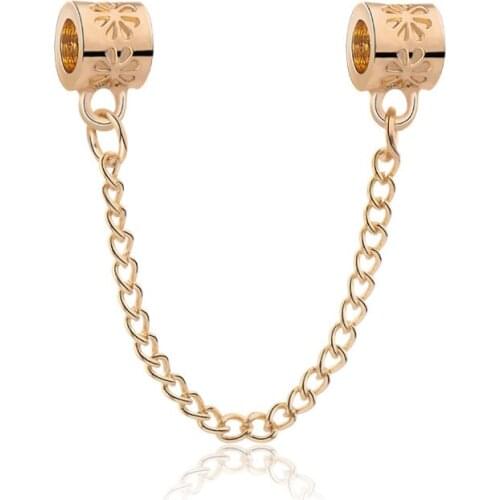 5PCS New Simple Style Safety Chain Gold Flower Small Daisies DIY Alloy Bead Fit Original Snake Charms Bracelet Trinket Jewelry