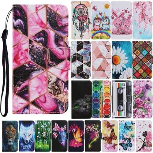 Case on For Xiaomi Redmi Note 9S 8T 9 S 8 Pro 9Pro Max 8A 9A 9C Leather Flip Stand Phone Cover Cute Butterfly Lion Flower Capa