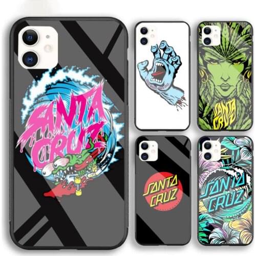 Skateboard Skate Santa Cruz Phone Case For Iphone 6 6s 7 8 Plus XR X XS XSmax 11 12 Pro Mini Max Tempered Glass