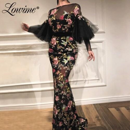 Black Arabic Evening Dress 2019 Vestidos De Festa Mermaid Evening Party Dress Abendkleider Prom Dresses Kaftans Robe De Soiree