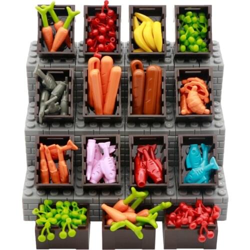 Friends Accessories Building Blocks Fruit Bread Fish Food Banana Cherry Ice Cream MOC Brick Toys Children Compatible City Parts