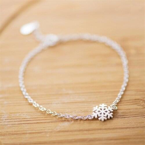 Women Girls Cute Fresh Snowflake Simple Single Chain Bracelet Fashion Jewelry Gifts BL0209