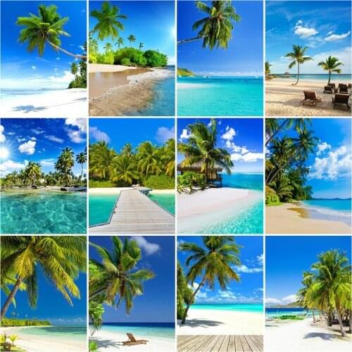 EverShine Diamond Painting Tree Cross Stitch Diamond Embroidery Full Square Landscape Mosaic Kits Seaside Picture Rhinestones