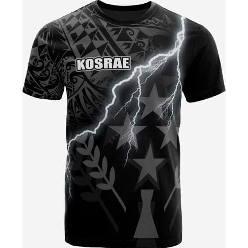 Kosrae T-Shirt Kosrae Flag Lighting Thunder 3D Printed t-shirt Harajuku T shirts Men For Women Short Sleeve 01
