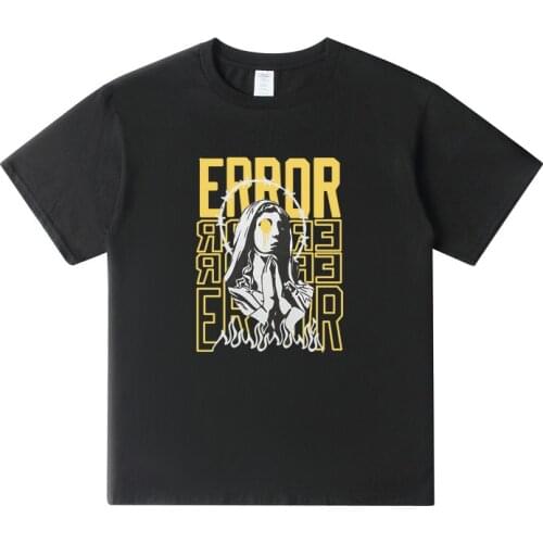 Summer Vintage Hip Hop Error Printed T-shirts Harajuku Fashion T Shirt For Men Streetwear Graphic Tees Top 100% Cotton Tshirts