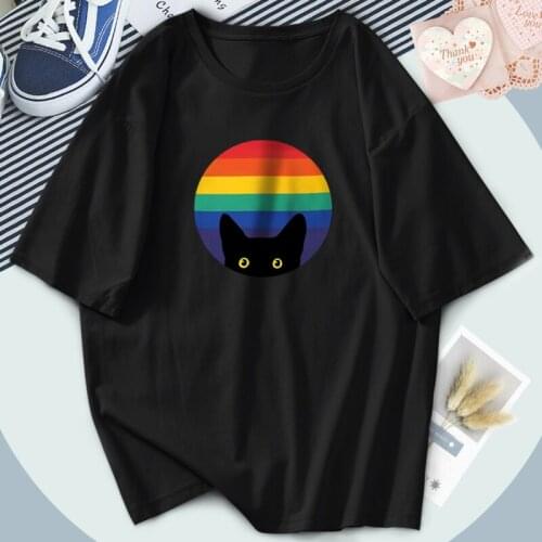 Harajuku Cute Cats Women T-shirts O-Neck Print Oversize Tshirts Fashion Hip Hop Tees Funny Clothes Tops Washable Ladies Camiaeta