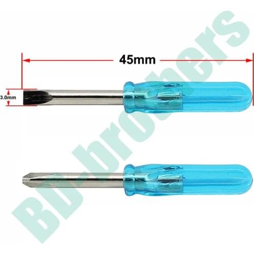 Good Quality Blue 45mm Mini Screwdriver 3.0 mm Phillips / 3.0 Slotted Flathead Straight Type Screwdrivers Key 1000pcs/lot
