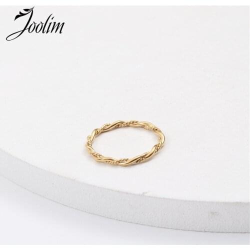 Joolim High End 18K Gold PVD Fashion Symple Cross Rope Rings for Women Stainless Steel Jewelry Wholesale