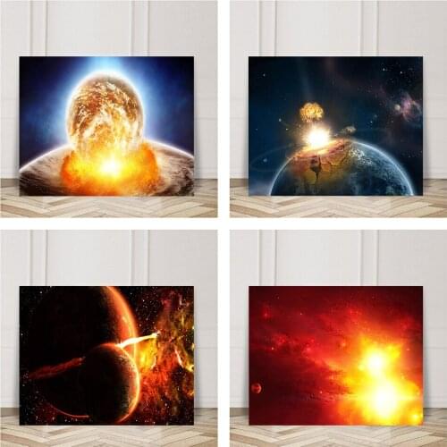 Cosmic Space Earth Planet Poster Home Decor Wall Art Pictures Planetary Explosion Solar System Canvas Painting Modern Home Decor