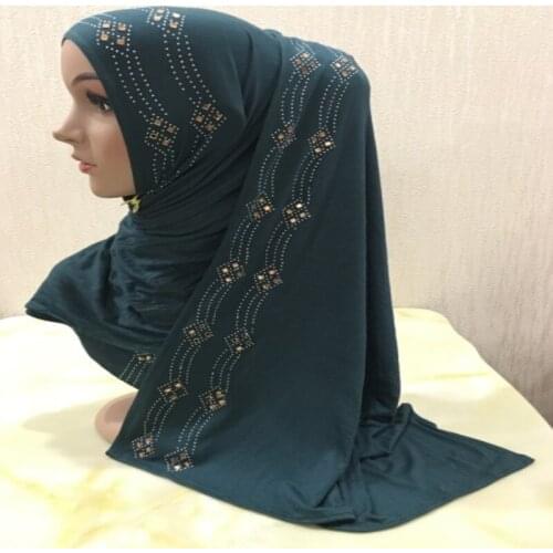 Mercerized Cotton Hot Glass Drill Islamic Headscarf 160*50cm Women Headscarf Arabic Muslim Long Scarf