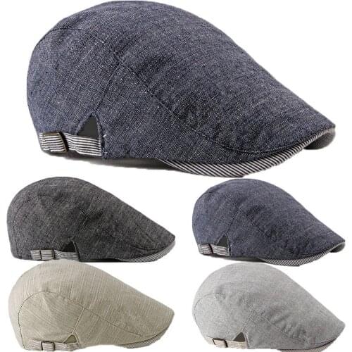 Fashion Casual Mens Ivy Hat Cotton Newsboy Caps Golf Driving Flat Cabbie Beret Hat French Style Solid Casual Vintage Hat Beret