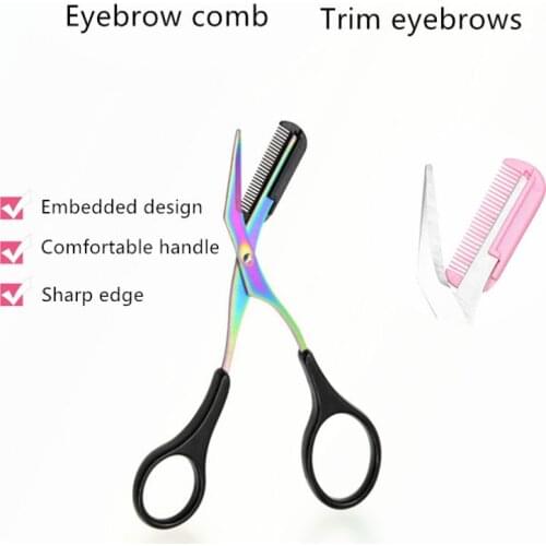 Eyebrow Trimmer Scissors Stainless Steel Washable Shaver With Comb Removable Eyelash Hair Remover Shaver Cutter Color Titanium