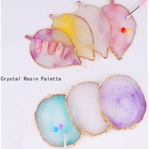 Marble nail painting Palette/ Golden edged Round Leaf Finger Ring Dishes Color Mixing UV Gel Polish Paint Tool/ nail art design