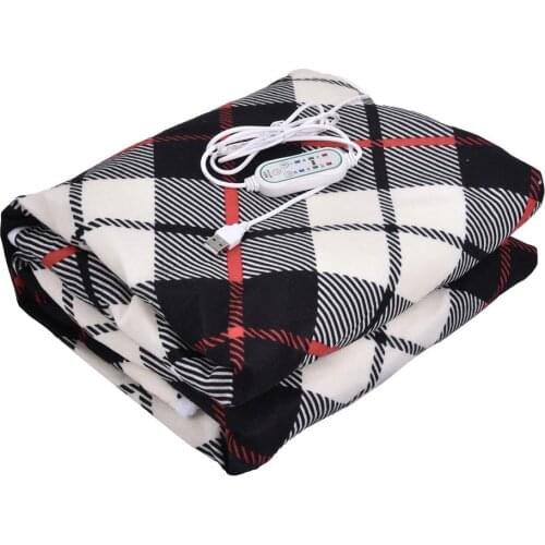 Smart USB Carbon Fiber Heating Blanket Adjustable Timing Skin-friendly Shawl Red Checkered Mink Velvet Blanket
