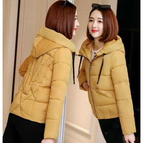 2019 New Cotton Clothing Female Winter Loose Simple Long-Sleeved Hooded Slim Down Jacket Womens Cotton Coat Outerwear C59