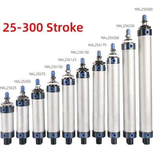 Air Pneumatic Cylinders Compressed Air Cylinder MAL Series Mini Bore 16/20/25/32mm 40mm Stroke 25/50/75/100 200 Single Lever