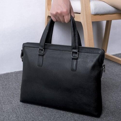 Mens Casual Briefcase Genuine Leather Shoulder Handbag New Messenger Bag Soft Cowhide Business Bag Man Laptop Bags