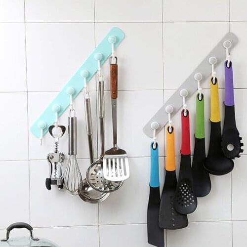 Plain seamless 6-linked hook creative kitchen wall row of hooks free of holes behind the strong hook hook
