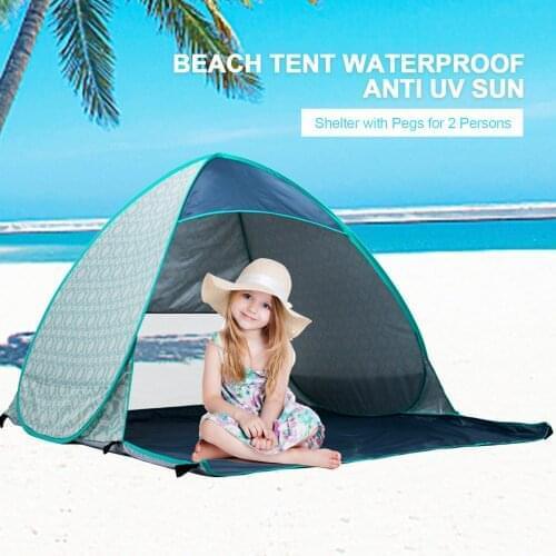 Pop-up Type Outdoor Camping Tent Waterproof Anti UV Sun Shelter With 6 Peg For Beach, Park, Lawn, Indoor Dropshipping