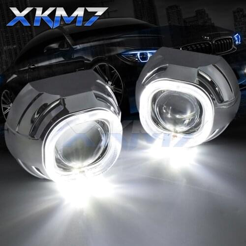 XKM7 Headlight Lens Square Angel Eyes Projector H4 H7 Bi-xenon Lenses 3.0 inch Super Metal H1 LED HID Bulb Car Lights Accessory