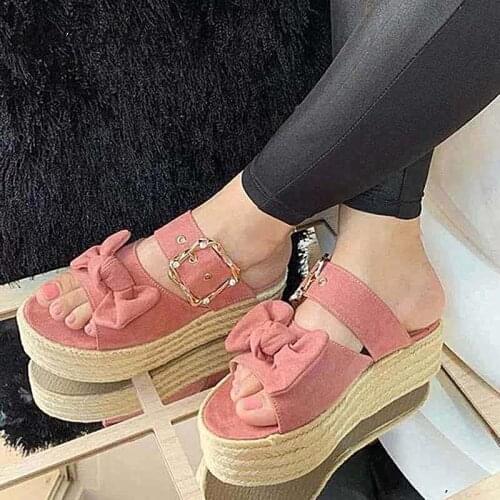 Womens Shoes Summer Open Toe Comfy Belt Buckle Woman Sandals Soft Platform Walking Bow Sandals Shoes Female Corrector Cusion