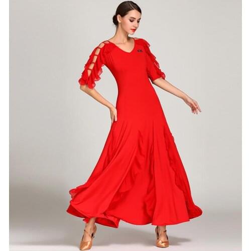 Modern Dance Dresses For Ladies Green Red Yellow Short Sleeve Skirts Cheap Adult Women Ballroom Chacha Dancing leopard S9042
