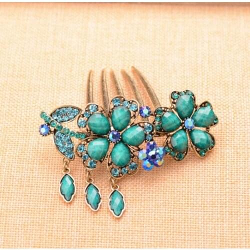 Retro Flower Hairwear Hair Combs Hair Clips Exquisite Antique Bronze Plating Hair Jewelry For Women