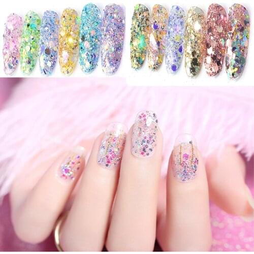 1 Pack 50Grams Laser Nail Glitter Sequins Mixed Glitters Multi-color Nail Glitter Powder Sequins Powder For Nail Art Glitter