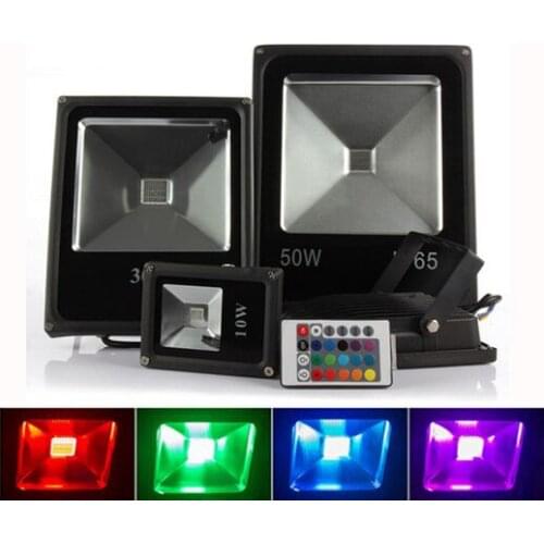 10pcs AC85-265v RGB Waterproof LED Outdoor Flood Lights 10W 20W 30W 50W Floodlight Outdoor Landscape Lighting For Garden Street